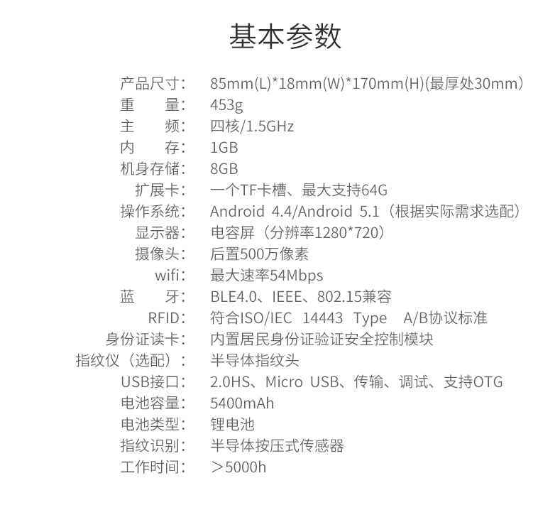 手持式身份證識(shí)別器參數(shù)